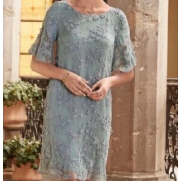 NWT Sundance Women  Floral Applique Embroidery Sheer Gray Dress L Party Holiday - Picture 11 of 11